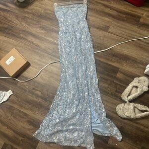 Elegant Blue and Silver Women's Dress